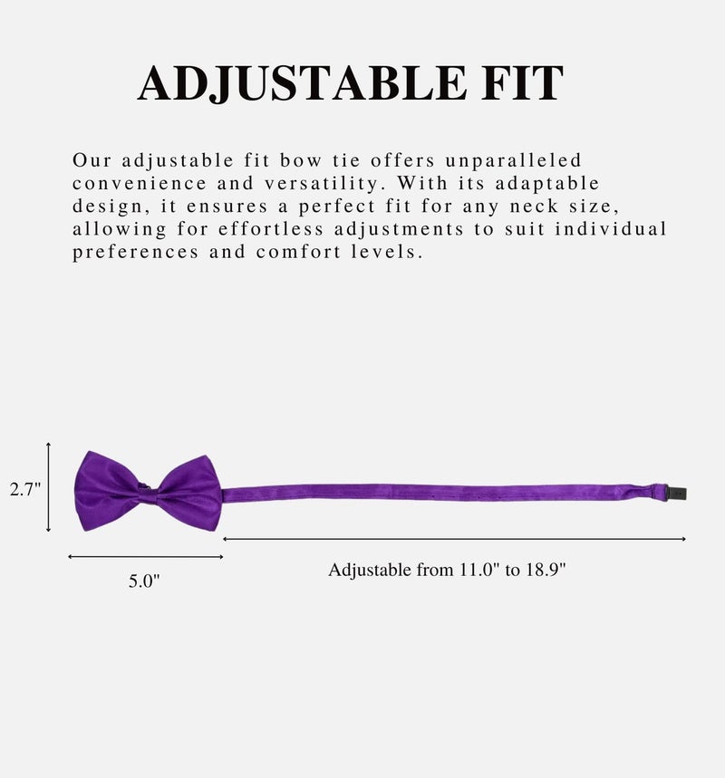 MD Style Bow Ties for Men Pre-Tied Adjustable - Classic Men's Bow Tie - Tuxedo Wedding Formal Bowtie Solid Color Bowties - Image 5